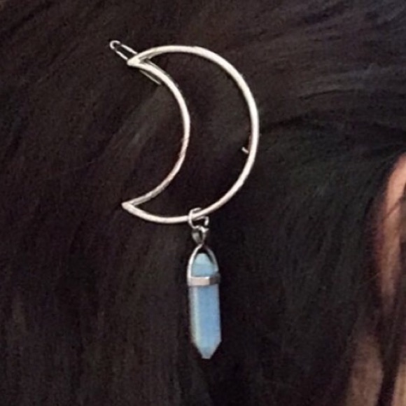 Boho Moon Dangle Opal Hair Clip - Picture 3 of 4